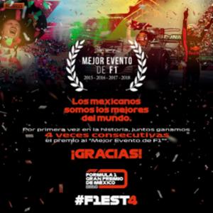 EL GP de M&eacute;xico, Mejor Evento del A&ntilde;o de F1 por cuarta ocasi&oacute;n consecutiva